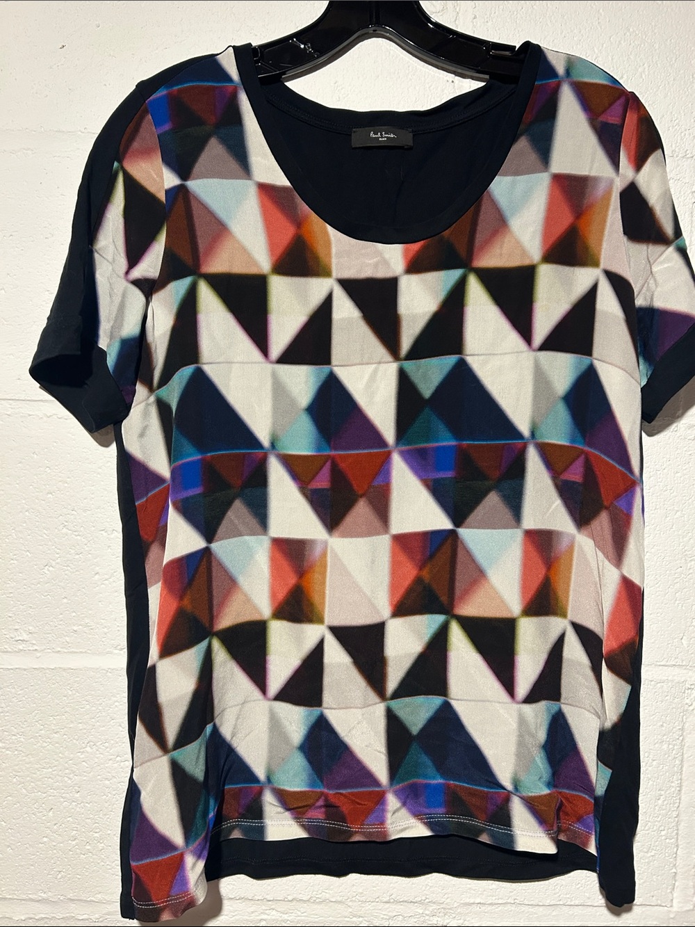 Paul Smith Multicolor Geometric Short Sleeve Tee with Navy Sides